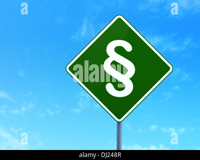 Il concetto di legge: paragrafo sul cartello stradale sullo sfondo Foto Stock