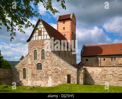 Basilica di stile romanico sul Castello Breitungen, Turingia, Germania Foto Stock