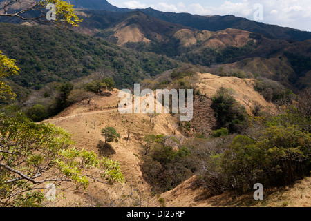 Campagna di laminazione e terreni agricoli nella parte interna della Costa Rica. Foto Stock