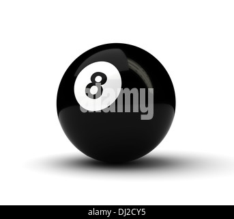 Numero 8 ball su sfondo bianco (Computer immagine generata) Foto Stock