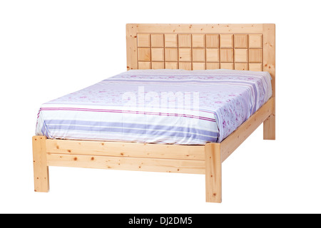 Letto doppio isolato su bianco. Con il tracciato di ritaglio. Foto Stock