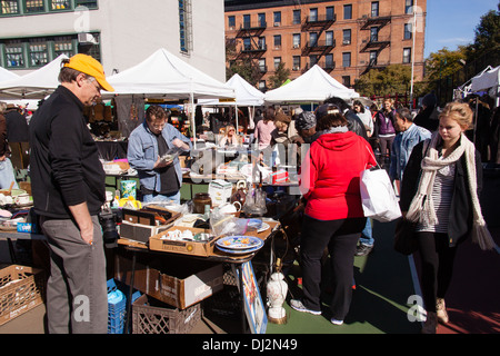 GreenFlea mercatino delle pulci, Upper West Side di Manhattan, New York City, Stati Uniti d'America. Foto Stock