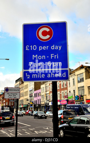 London congestion charge cartello stradale Foto Stock