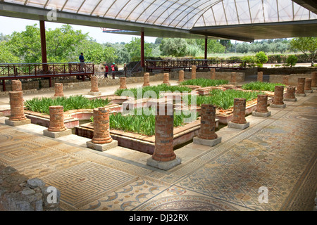 Casa dos Repuxos (Casa delle fontane), Conimbriga insediamento romano, Condeixa, Coimbra, Portogallo centrale Foto Stock