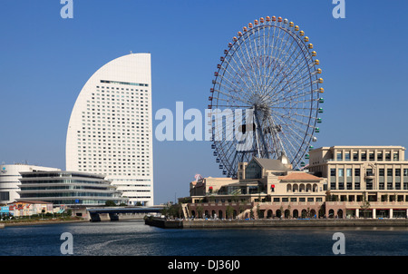 Giappone, Yokohama Minato Mirai, InterContinental, ruota panoramica Ferris, Foto Stock