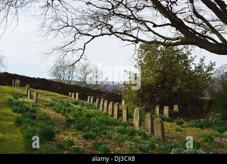 La sepoltura, Brigflatts amici Meeting House 1675. Brigflatts, York, Cumbria, England, Regno Unito, Europa. Foto Stock