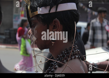 Kavadi Hindu devotees Paravai Vel Kavadi Foto Stock