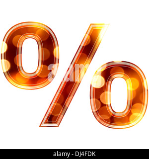 Segno di percentuale con luci incandescenti texture Foto Stock