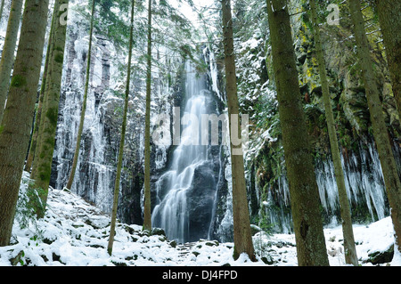 Cascata Burgbach in inverno Foto Stock