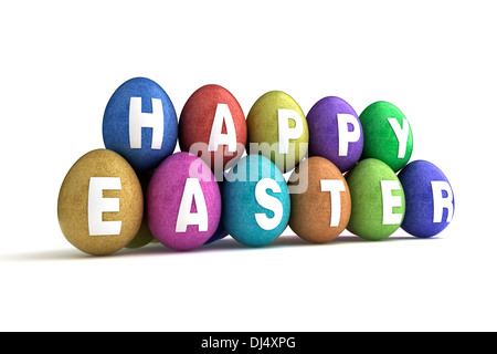 Le uova di pasqua su sfondo bianco (Computer immagine generata) Foto Stock