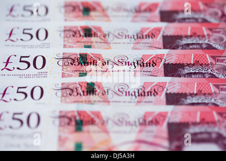 Inglese cinquanta pound nota pattern Foto Stock