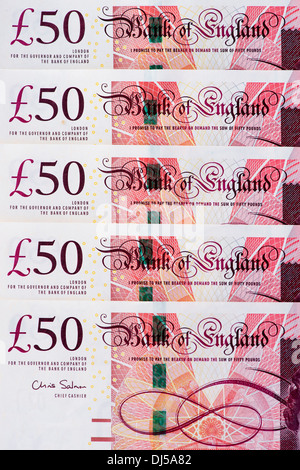 Inglese cinquanta pound nota pattern Foto Stock