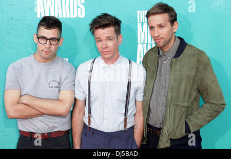 Musicisti Jack Antonoff, Nate Ruess e Andrew possiedi di alt rock band divertimento MTV Movie Awards presso gli Universal Studios - Arrivi CITTÀ UNIVERSALE, California - 06.03.12 Dove: STATI UNITI D'AMERICA quando: 03 Giu 2012 Foto Stock