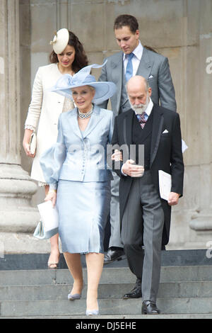 Il principe Michael del Kent, la Principessa Michael del Kent, signore Federico Windsor e la Signora Gabriella Windsor lasciando il diamante della regina Giubileo servizio di ringraziamento alla Cattedrale di San Paolo a Londra, Inghilterra - 05.06.12 Foto Stock