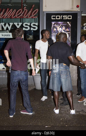 Usain Bolt lasciando Mascotte nightclub. Zurigo, Svizzera - 30.08.2012 Foto Stock