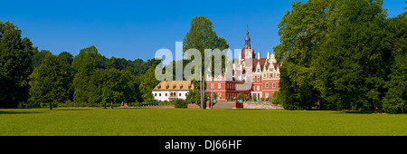 Nuovo Castello di Muskau Park, Bad Muskau, Alta Lusazia sassone, Germania Foto Stock