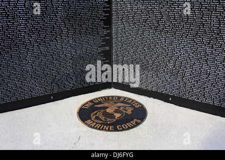 Nomi dei membri del corpo dei Marine che sono morti in Iraq e Afghanistan nel memoriale della guerra del Golfo, Cumberland , Maryland , USA Foto Stock