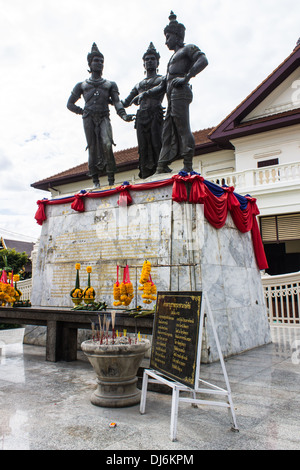 Tre Re monumento, Chiang Mai Foto Stock