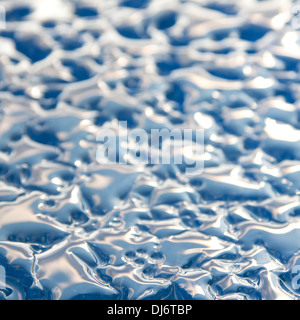 Ghiaccio umido metallico texture blu vicino, Natale sfondo inverno, quadrato Foto Stock