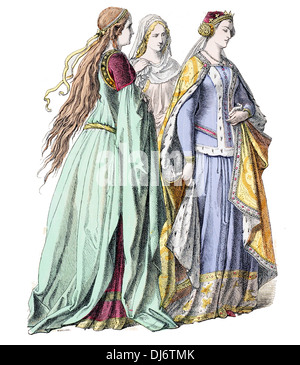La principessa inglese e le donne in attesa del XIV secolo Foto Stock