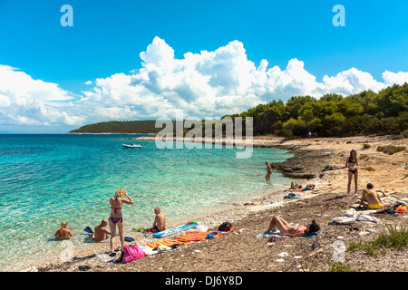 Batalo beach sull'isola Proizd, Croazia Foto Stock