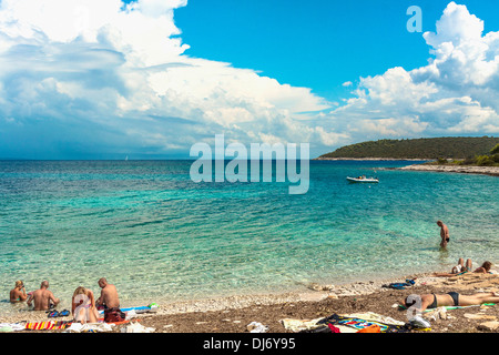 Batalo beach sull'isola Proizd, Croazia Foto Stock