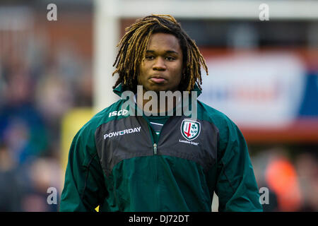 Leicester, Regno Unito. 23 Nov, 2013. Marland ha yarde (London Irish) raffigurato prima dell'Aviva Premiership Rugby Union fixture tra Leicester Tigers e London Irish da Welford Road. Credito: Azione Sport Plus/Alamy Live News Foto Stock