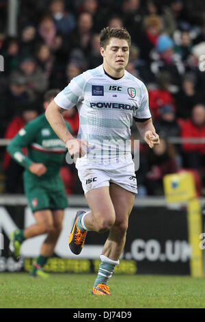 Leicester, Regno Unito. 23 Nov, 2013. Importazione australiano James O'Connor fa la sua Welford debutto su strada durante la Aviva Premiership Rugby Union fixture tra Leicester Tigers e London Irish da Welford Road. Credito: Azione Sport Plus/Alamy Live News Foto Stock