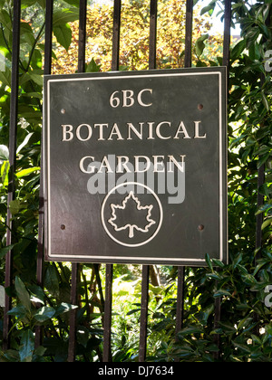 6BC Giardino Botanico segno, NYC Foto Stock