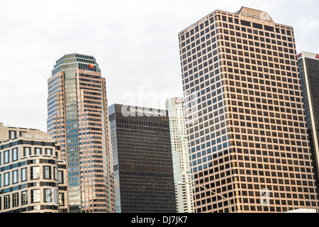 Il centro cittadino di Los Angeles Skyline dalla 110 Freeway Novembre 2013 Foto Stock