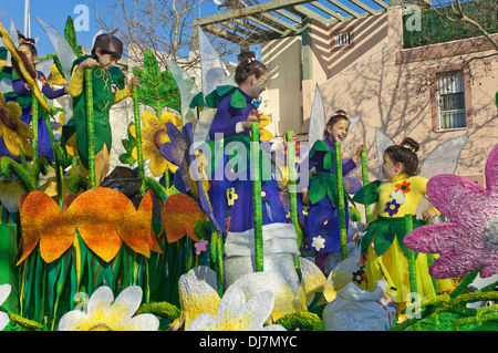 Il carnevale di flottazione, allegoria della molla, Isla Cristina Huelva-provincia, regione dell'Andalusia, Spagna, Europa Foto Stock