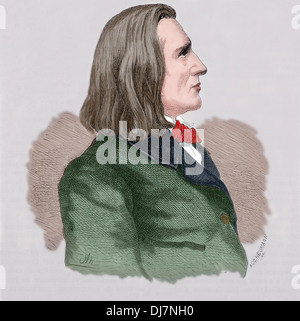 Franz Liszt (1811-1886). Compositore ungherese, virtuoso pianista. Incisione di A. Neumann. Xix secolo. Foto Stock