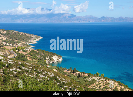 Vista sulla costa di Zante, isole Ionie, Grecia. Foto Stock