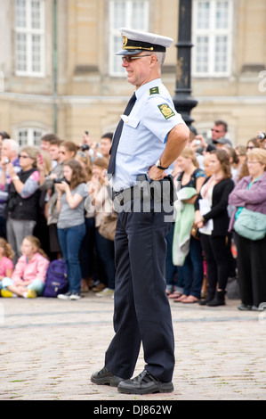 Stoccolma, Svezia - 24 agosto 2011: la polizia svedese officer mantiene ordine prima della cerimonia della Svezia Royal Guard. Foto Stock