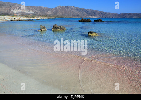 Spiaggia Rosa sull isola di Elafonissi, Creta, Grecia Foto Stock