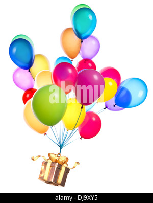 Dono appeso sul colore palloncini rising alta Foto Stock