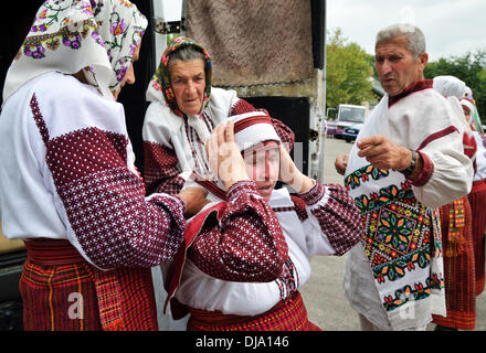 Il Vereteno autentica arte Festival vetrine tradizioni ucraine, Lviv, Ucraina Foto Stock