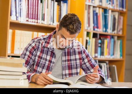 Bello calmo studente studiare i suoi libri Foto Stock