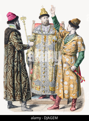 Xvii secolo XVII al diciottesimo secolo XVIII costume russo di Boyar zar Foto Stock
