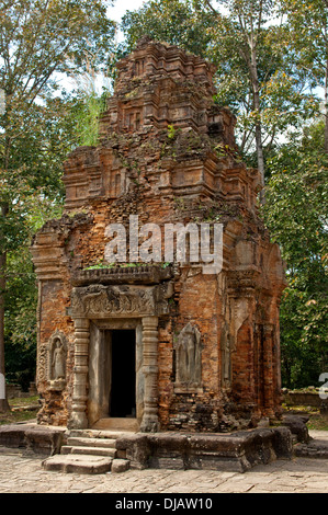 Torre in Preah Ko tempio, Roluos tempio complesso, Roluos, Siem Reap Provincia, Cambogia Foto Stock