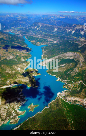 Vista aerea, Lac de Castillon, Castellane, dipartimento delle Alpi Marittime, Alpes Maritimes, Regione Provence-Alpes-Côte d'Azur Foto Stock