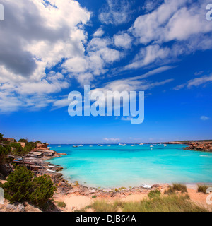 Formentera Cala Saona beach è una delle migliori spiagge nel mondo vicino a Ibiza Foto Stock