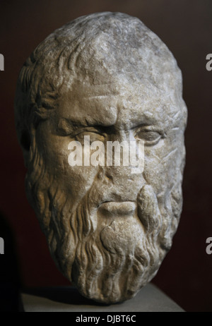 Plato (428-348 a.C.). Filosofo greco. Busto. Il marmo. Copia romana del I secolo dopo un originale greco del IV secolo A.C. Foto Stock