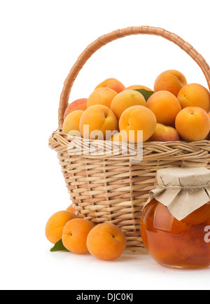 Albicocca frutta isolato su sfondo bianco Foto Stock