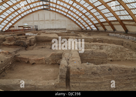 Catalhoyuk primo sito neolitico che mostra divisioni stanza risalente a 9.500 anni, Cumra, Konya, Turchia centrale Foto Stock