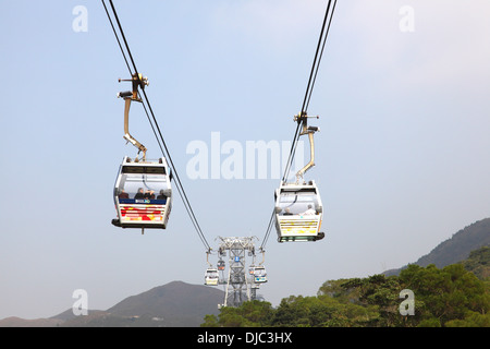 La Cabinovia Ngong Ping 360 sull'Isola di Lantau, Hong Kong Foto Stock