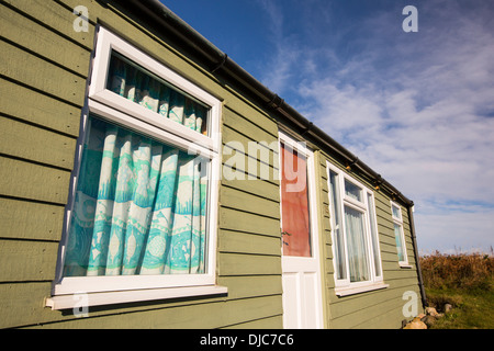 Chalets costruiti nelle dune di sabbia a bassa Newton al mare sulla costa northumberlands, UK. Foto Stock