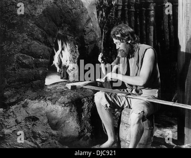 Dan O'Herlihy sul set del film, le avventure di Robinson Crusoe, 1954 Foto Stock