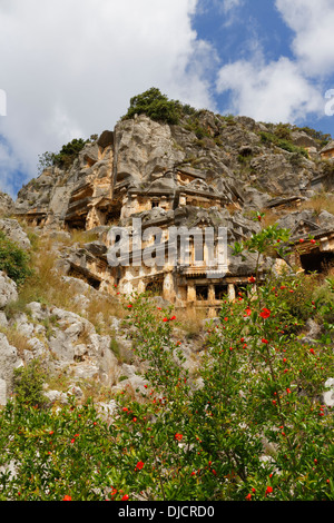 Turchia, Lycia, Lycian Coast, MYRA, Lycian tombe di roccia Foto Stock
