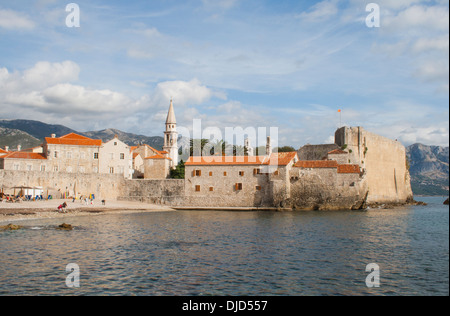 Stari Grad (Città Vecchia) e le mura della città, Budva, Montenegro Foto Stock